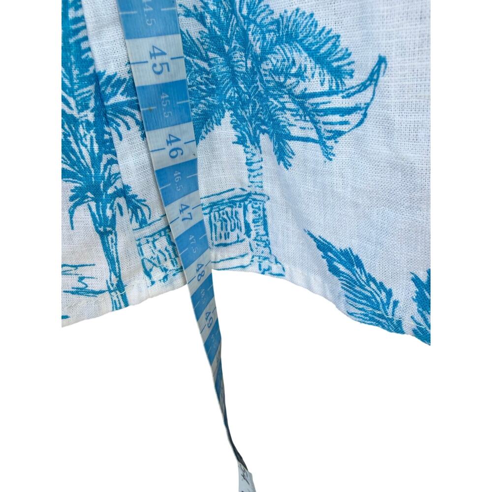 Joie Blue White Palm Tree Print Linen Blend Square Neck Midi Dress - Picture 9 of 9